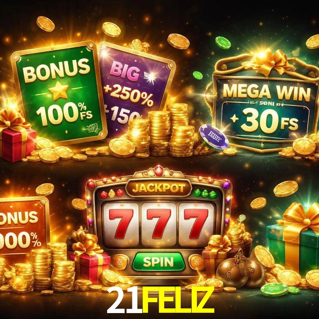 Tipos de bonos 21FELIZ incluyendo recompensas de bienvenida y promociones continuas