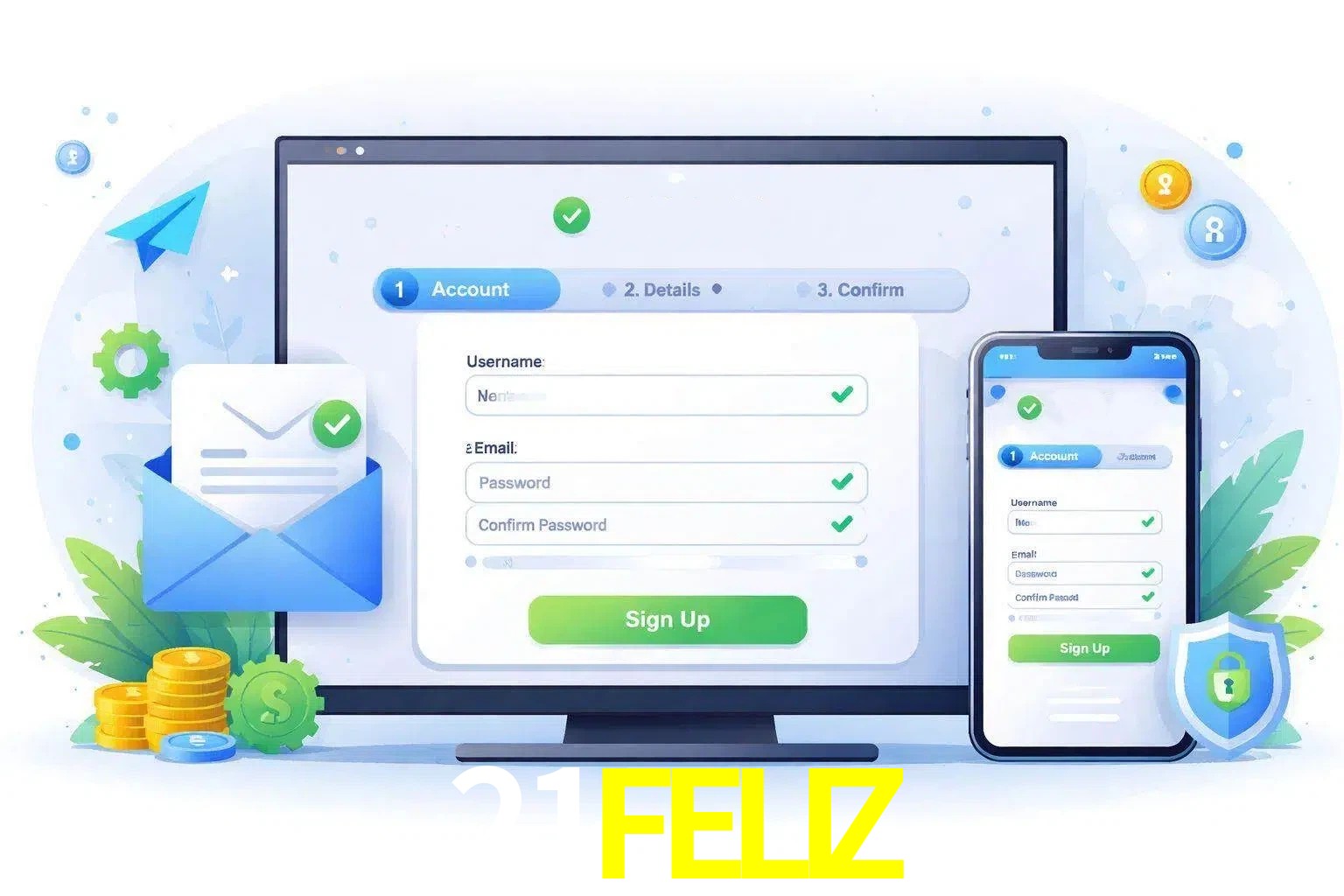 Registro de nuevo usuario y configuración de cuenta 21FELIZ