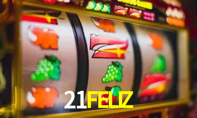 Una escena digital vívida inspirada en casino con 21FELIZ mostrado prominentemente, luces brillantes, fichas, cartas y acentos dorados.